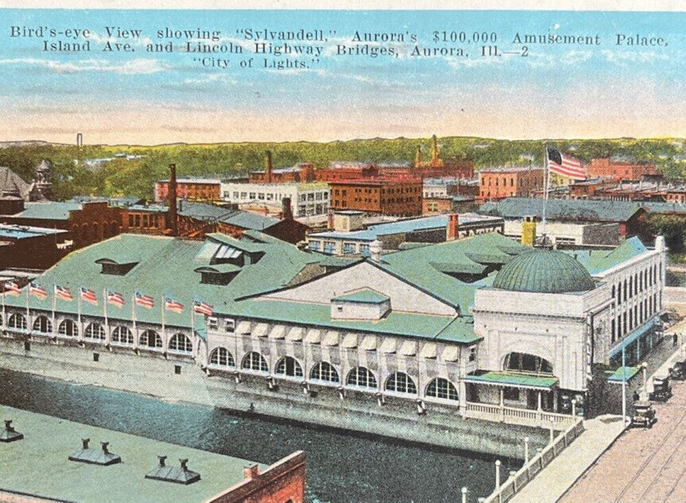 Vintage 1926 Post WWI Litho Tinted EC Kropp Postcard Sylvandell Amusement Palace
